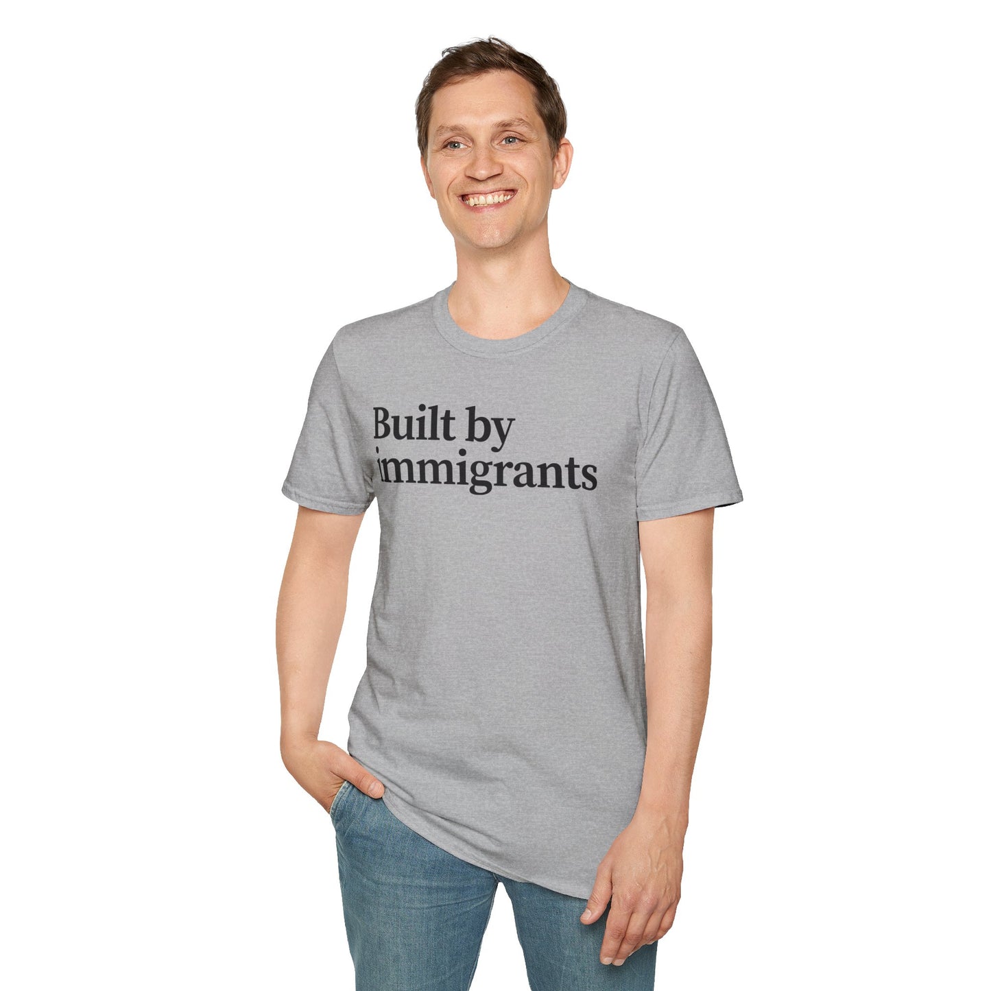 Immigrant Justice: Unisex Jersey Short Sleeve Tee - Built by Immigrants, Inspirational T-Shirt, Casual Wear, Gift for Advocates, Everyday Statement Tee