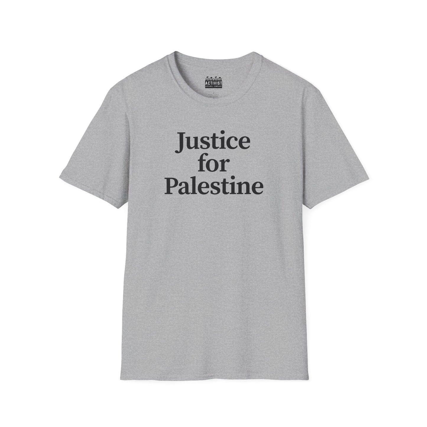 Free Palestine: "Justice for Palestine" Unisex Softstyle T-Shirt - Statement Tee, Activist Apparel, Political T-Shirt