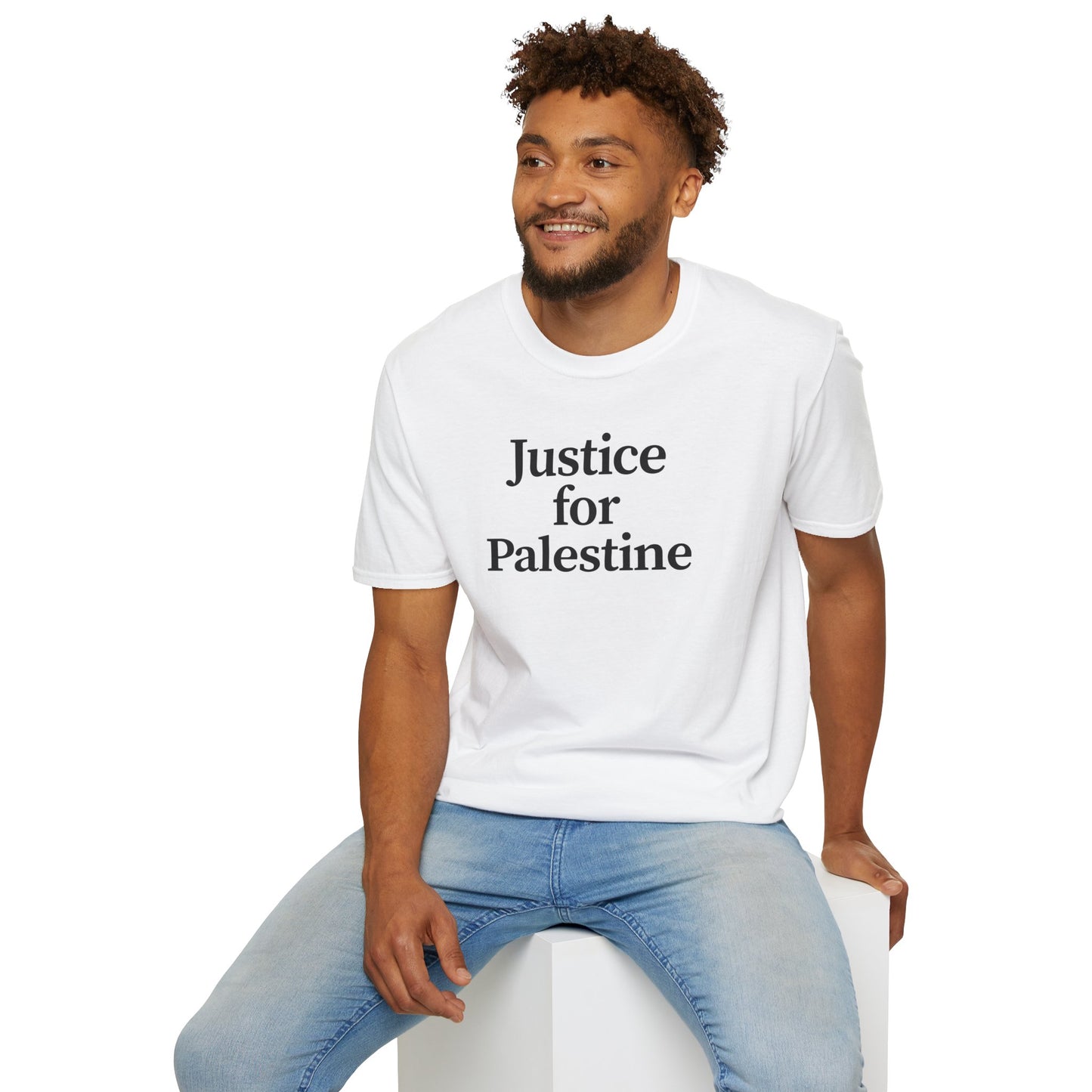 Free Palestine: "Justice for Palestine" Unisex Softstyle T-Shirt - Statement Tee, Activist Apparel, Political T-Shirt