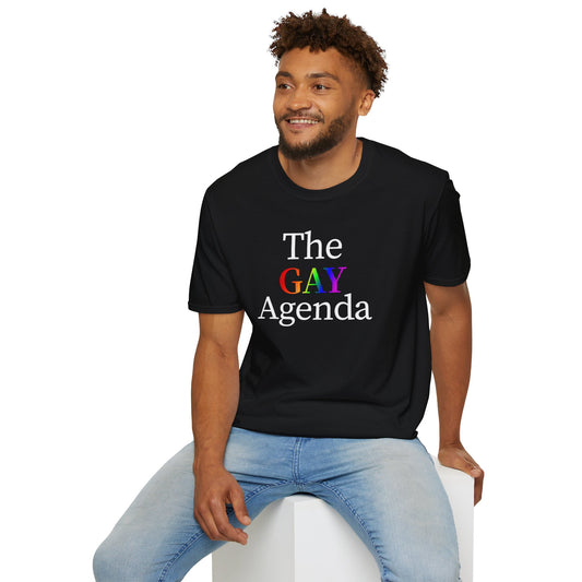 PRIDE: Pride Statement Tee - "The GAY Agenda" Unisex Jersey Short Sleeve Shirt, LGBTQ+ Fashion, Gay Rights, Pride Month, Casual Wear, Everyday Tee