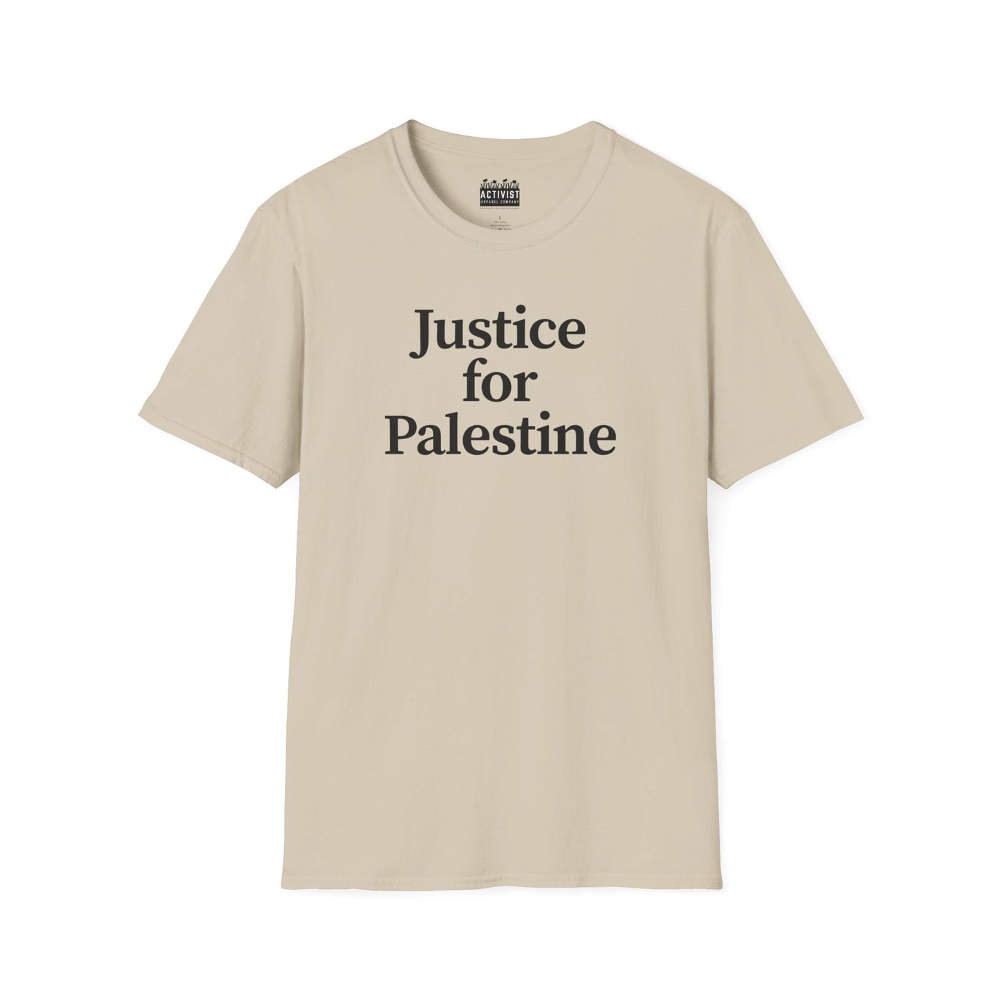 Free Palestine: "Justice for Palestine" Unisex Softstyle T-Shirt - Statement Tee, Activist Apparel, Political T-Shirt