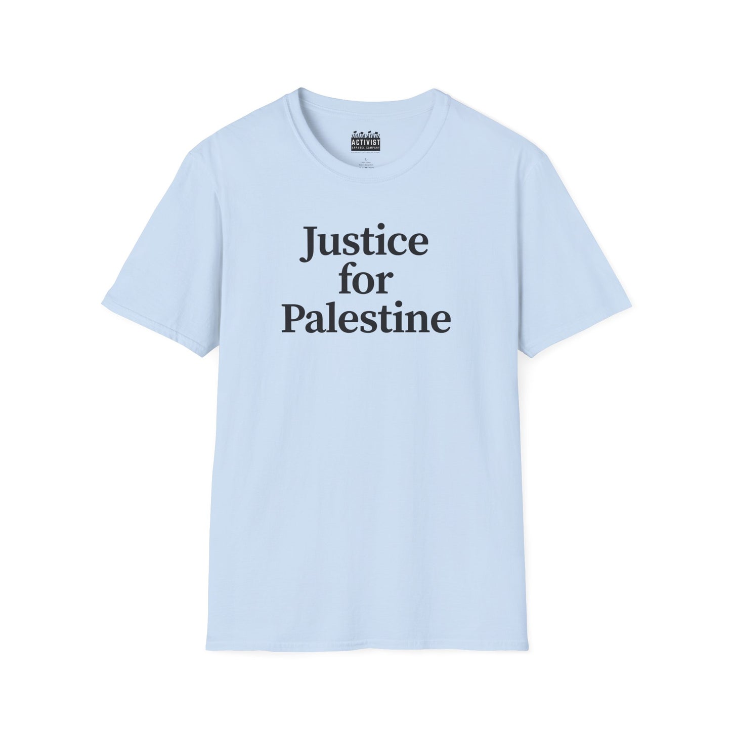 Free Palestine: "Justice for Palestine" Unisex Softstyle T-Shirt - Statement Tee, Activist Apparel, Political T-Shirt