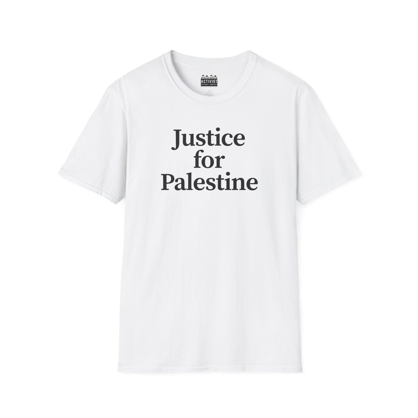 Free Palestine: "Justice for Palestine" Unisex Softstyle T-Shirt - Statement Tee, Activist Apparel, Political T-Shirt