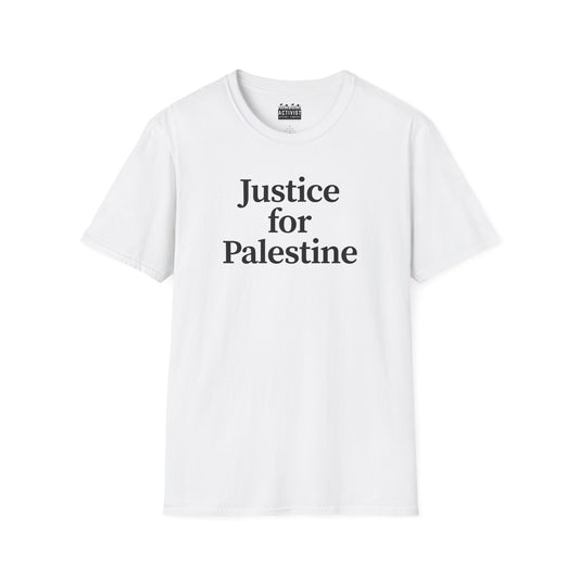 Free Palestine: "Justice for Palestine" Unisex Softstyle T-Shirt - Statement Tee, Activist Apparel, Political T-Shirt