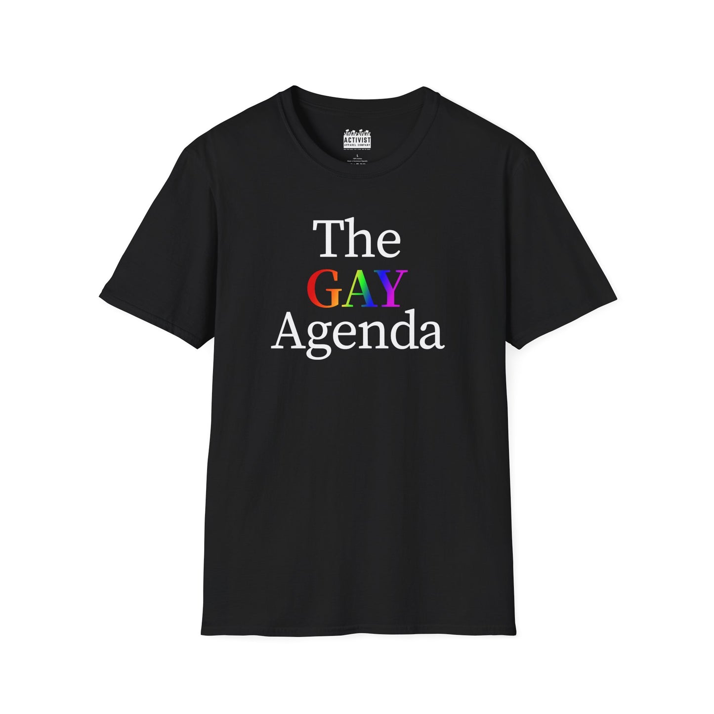 PRIDE: Pride Statement Tee - "The GAY Agenda" Unisex Jersey Short Sleeve Shirt, LGBTQ+ Fashion, Gay Rights, Pride Month, Casual Wear, Everyday Tee