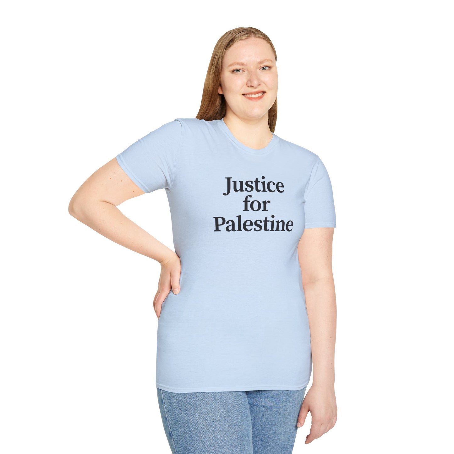 Free Palestine: "Justice for Palestine" Unisex Softstyle T-Shirt - Statement Tee, Activist Apparel, Political T-Shirt