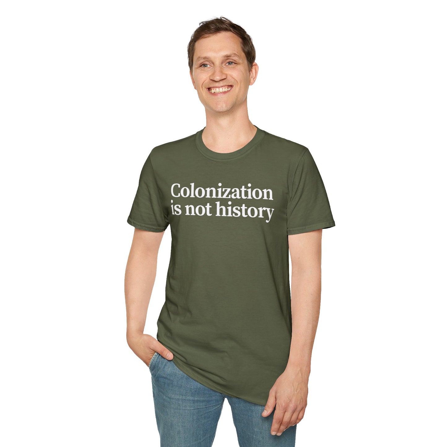 Immigrant Justice: Colonization is Not History Tee, Unisex T-Shirt, Advocacy Shirt, Statement Tee, Social Awareness Apparel, Thought-Provoking Gift