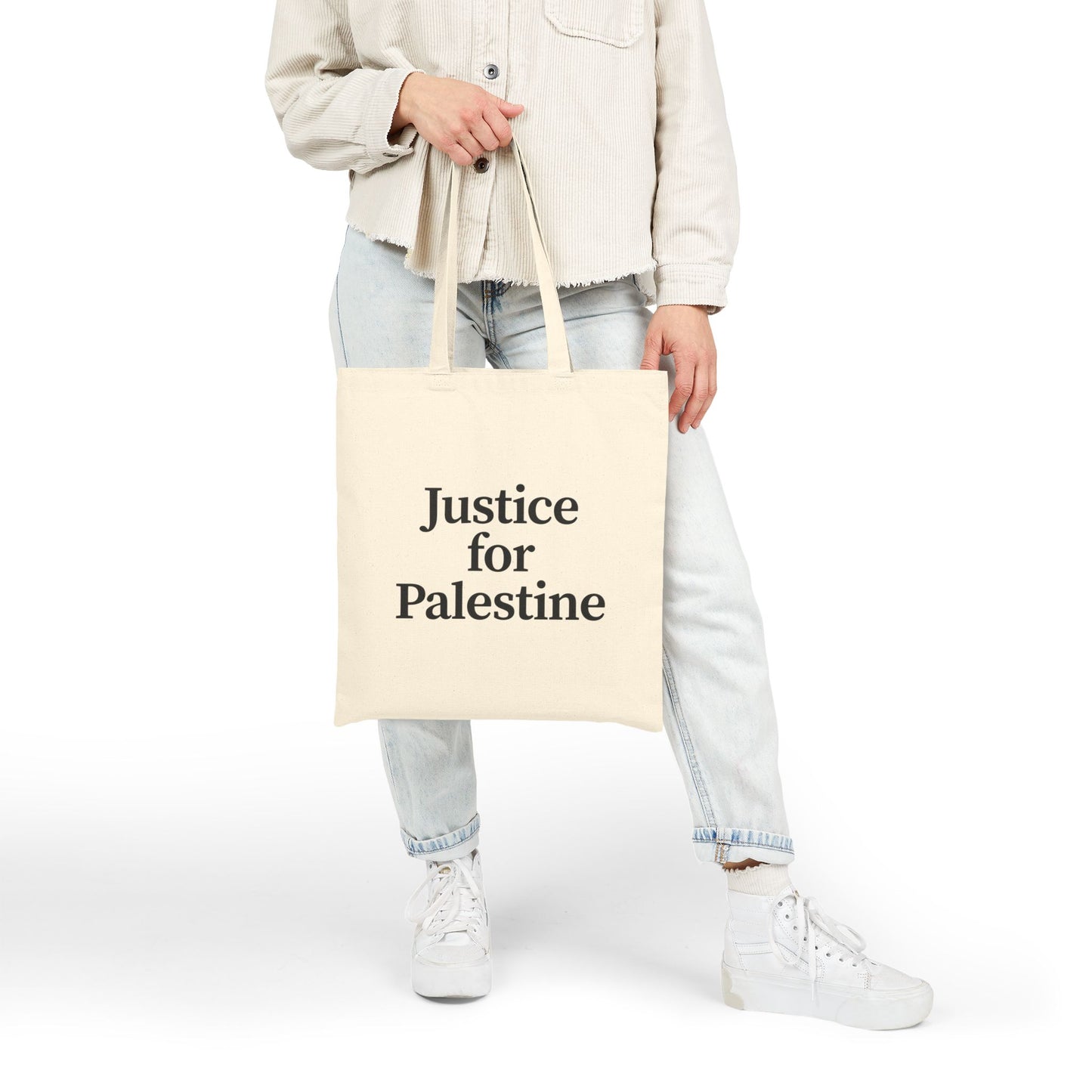 Free Palestine: Justice For Palestine Canvas Tote Bag - Eco-Friendly Grocery Bag, Reusable Shopping Bag, Gift for Activists, Minimalist Design