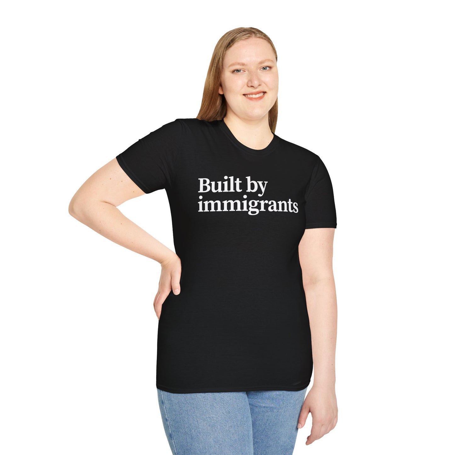 Immigrant Justice: Unisex Jersey Short Sleeve Tee - Built by Immigrants, Inspirational T-Shirt, Casual Wear, Gift for Advocates, Everyday Statement Tee