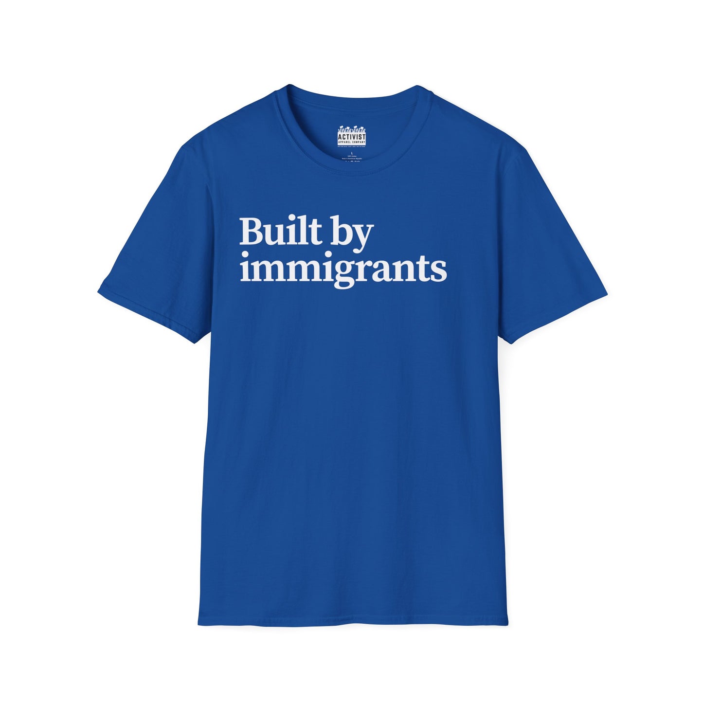 Immigrant Justice: Unisex Jersey Short Sleeve Tee - Built by Immigrants, Inspirational T-Shirt, Casual Wear, Gift for Advocates, Everyday Statement Tee
