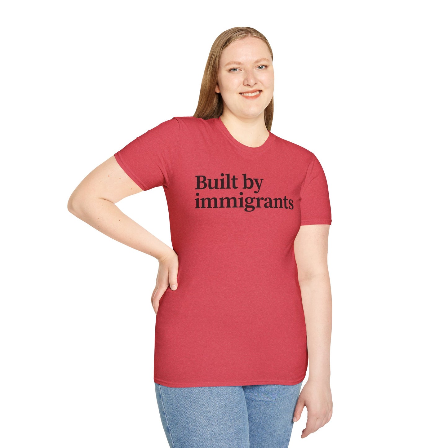 Immigrant Justice: Unisex Jersey Short Sleeve Tee - Built by Immigrants, Inspirational T-Shirt, Casual Wear, Gift for Advocates, Everyday Statement Tee