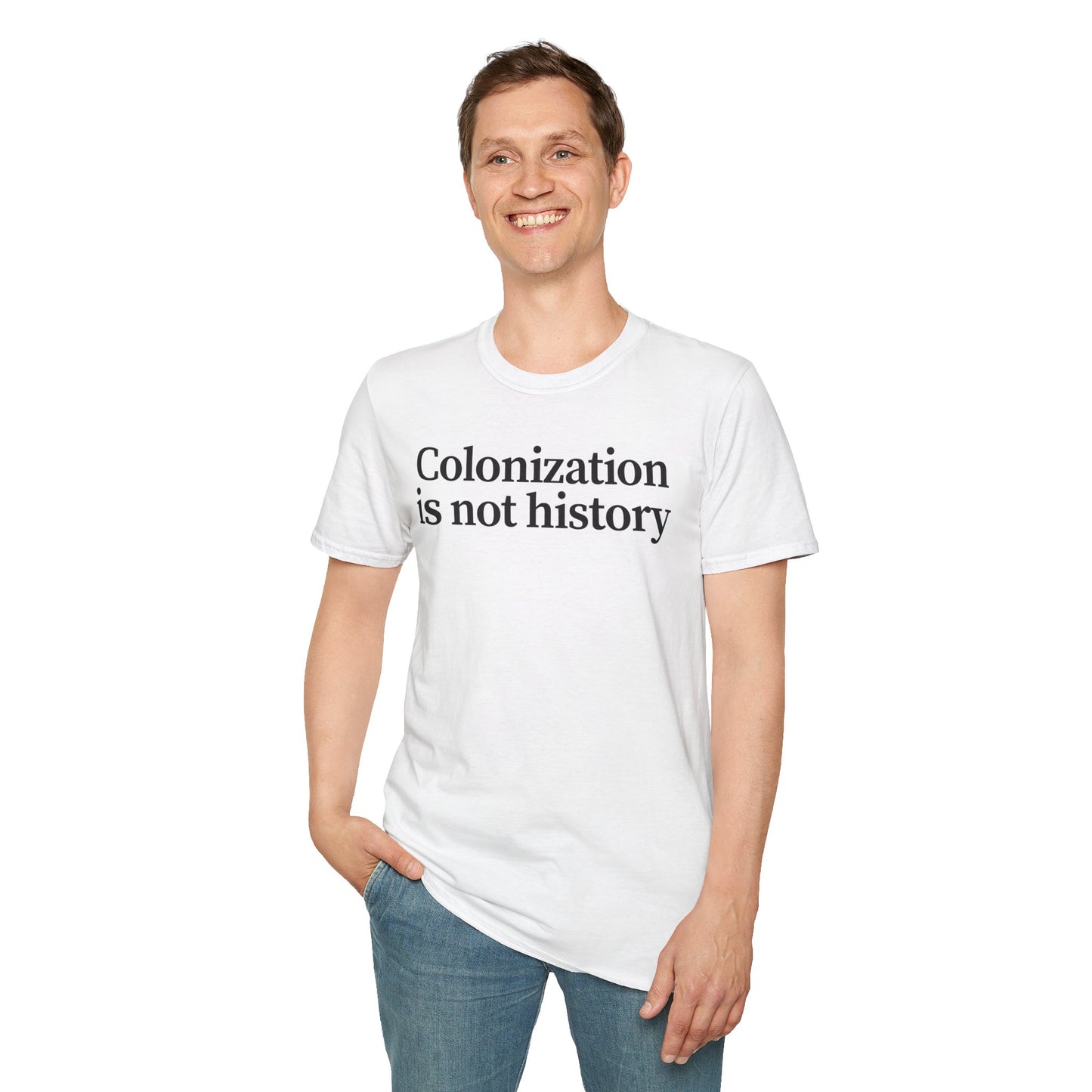 Immigrant Justice: Colonization is Not History Tee, Unisex T-Shirt, Advocacy Shirt, Statement Tee, Social Awareness Apparel, Thought-Provoking Gift