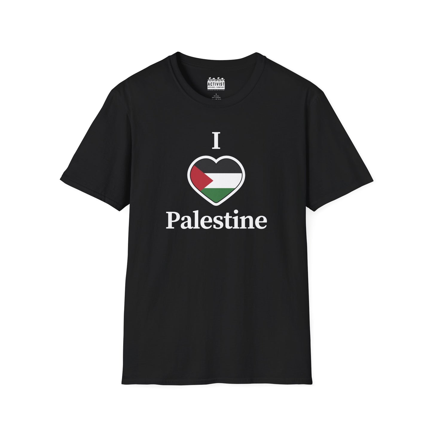 Free Palestine: "I ❤️ Palestine" Unisex T-Shirt, Softstyle Tee, Pride Apparel, Political T-Shirt, Gift for Activists, Comfort Wear