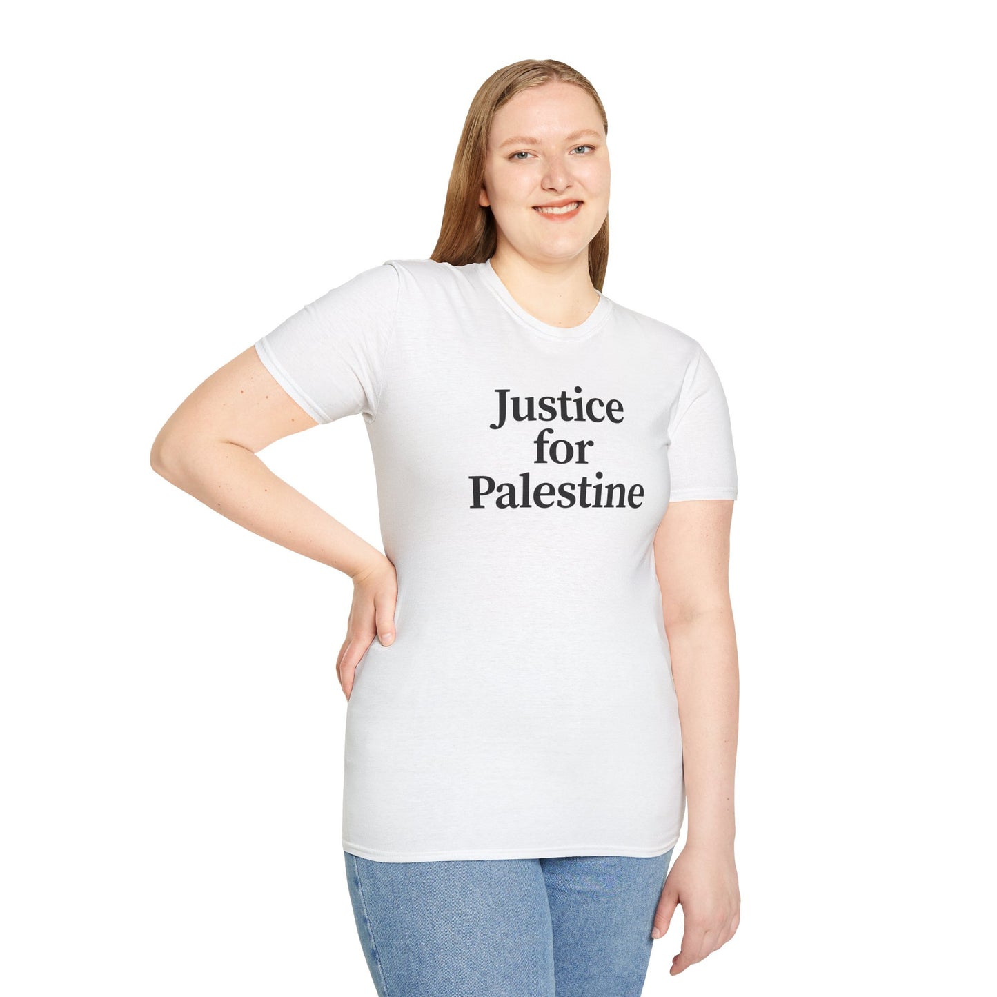 Free Palestine: "Justice for Palestine" Unisex Softstyle T-Shirt - Statement Tee, Activist Apparel, Political T-Shirt