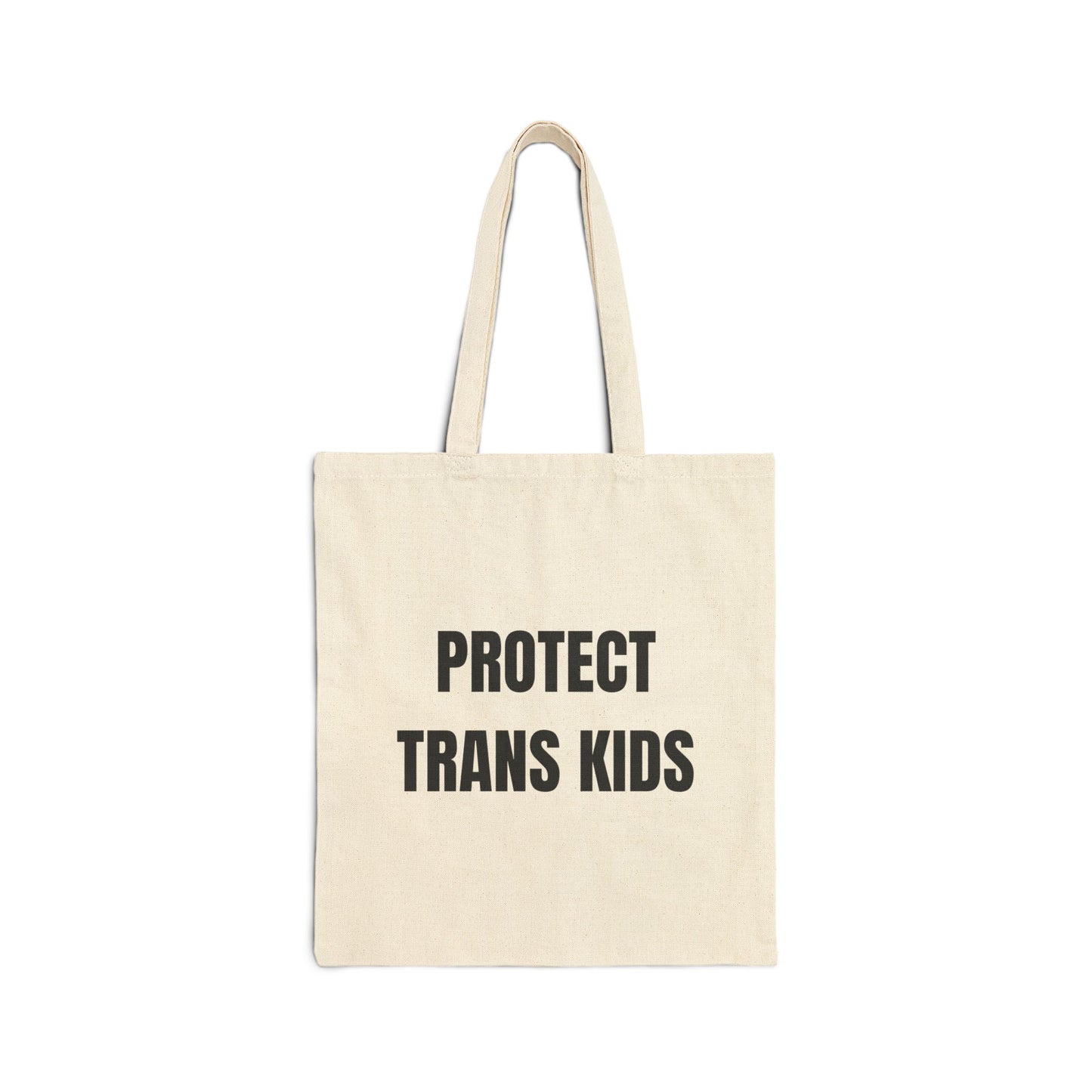 PRIDE: "Protect Trans Kids" LGBTQ+ Rights Cotton Canvas Tote Bag - Eco-Friendly Grocery Bag, Reusable Shopping Bag, Minimalist Design