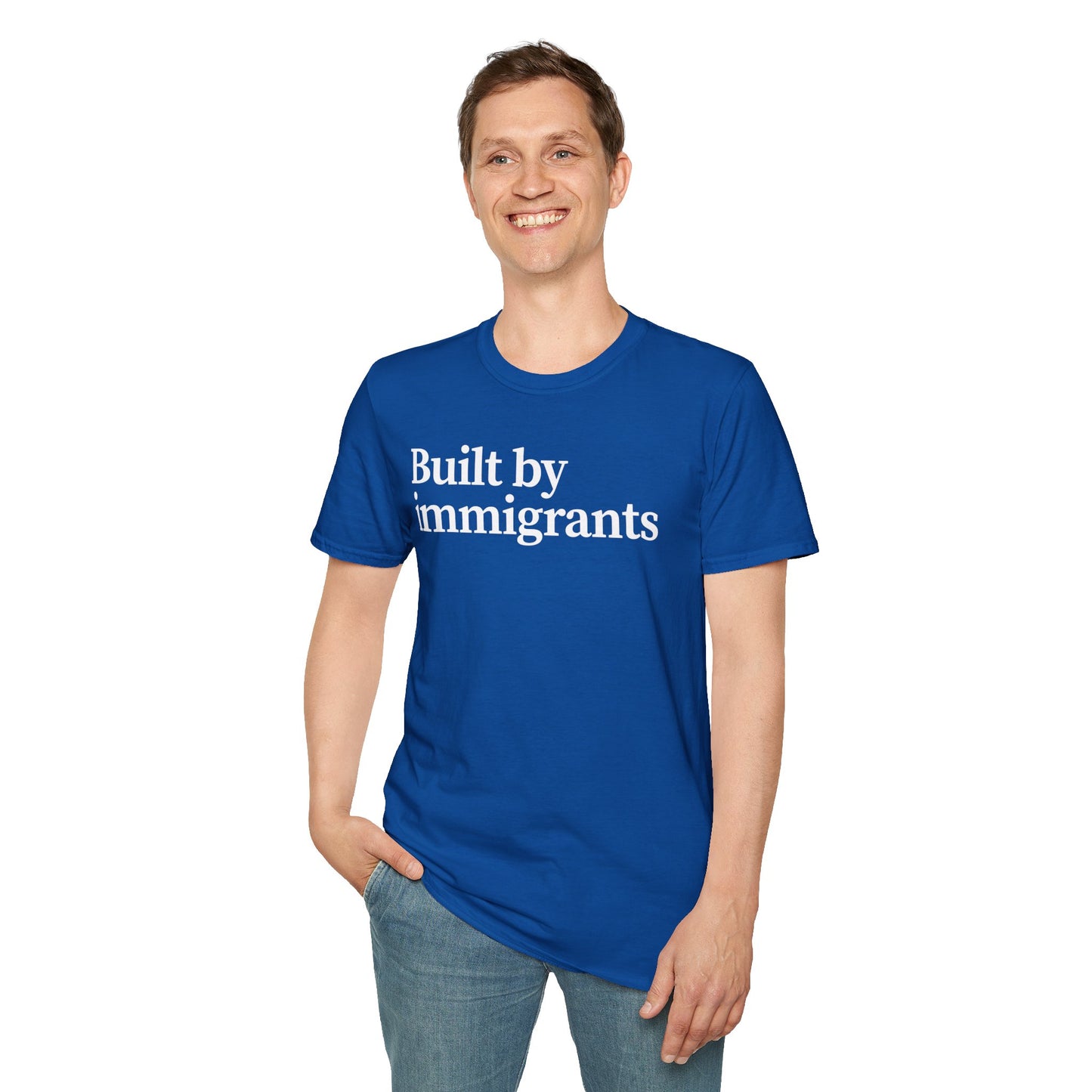 Immigrant Justice: Unisex Jersey Short Sleeve Tee - Built by Immigrants, Inspirational T-Shirt, Casual Wear, Gift for Advocates, Everyday Statement Tee