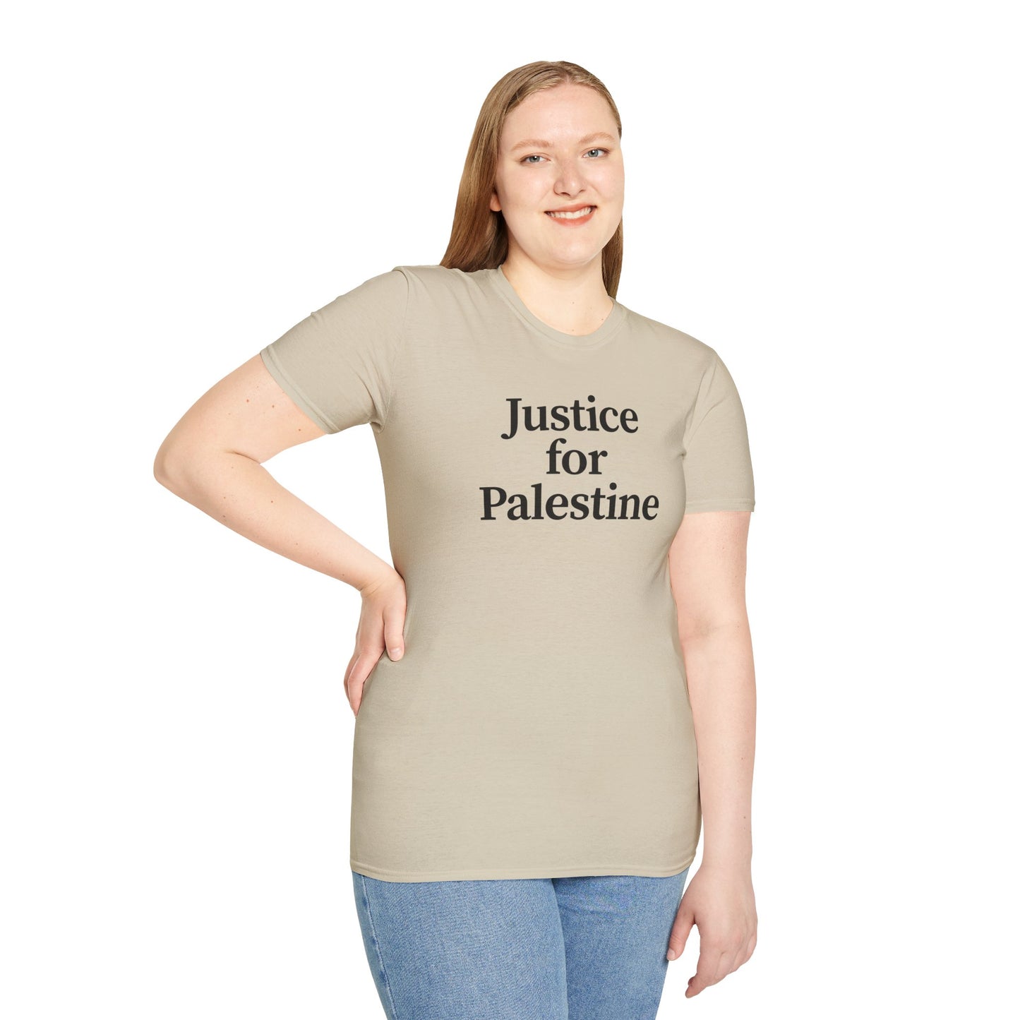 Free Palestine: "Justice for Palestine" Unisex Softstyle T-Shirt - Statement Tee, Activist Apparel, Political T-Shirt