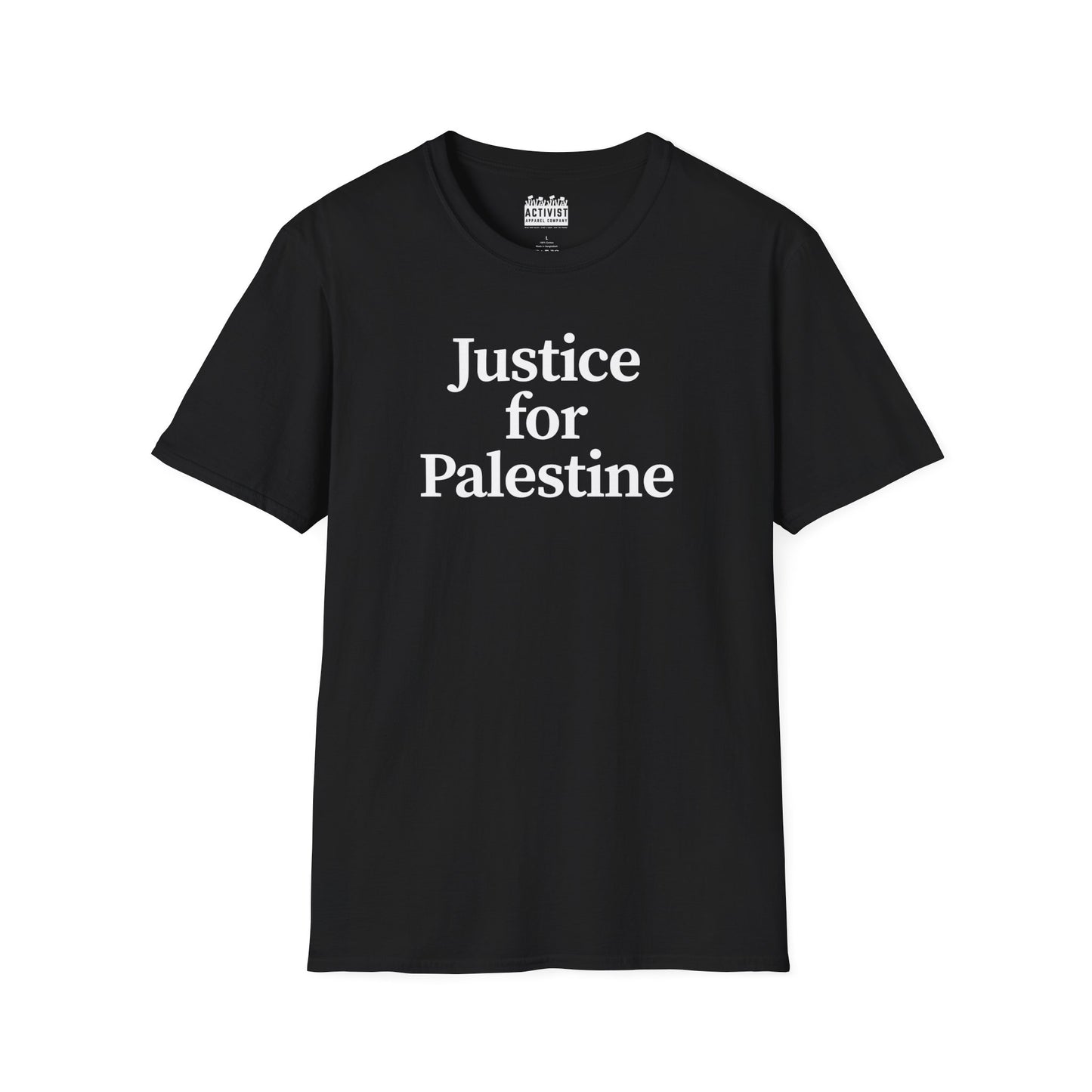 Free Palestine: "Justice for Palestine" Unisex Softstyle T-Shirt - Statement Tee, Activist Apparel, Political T-Shirt