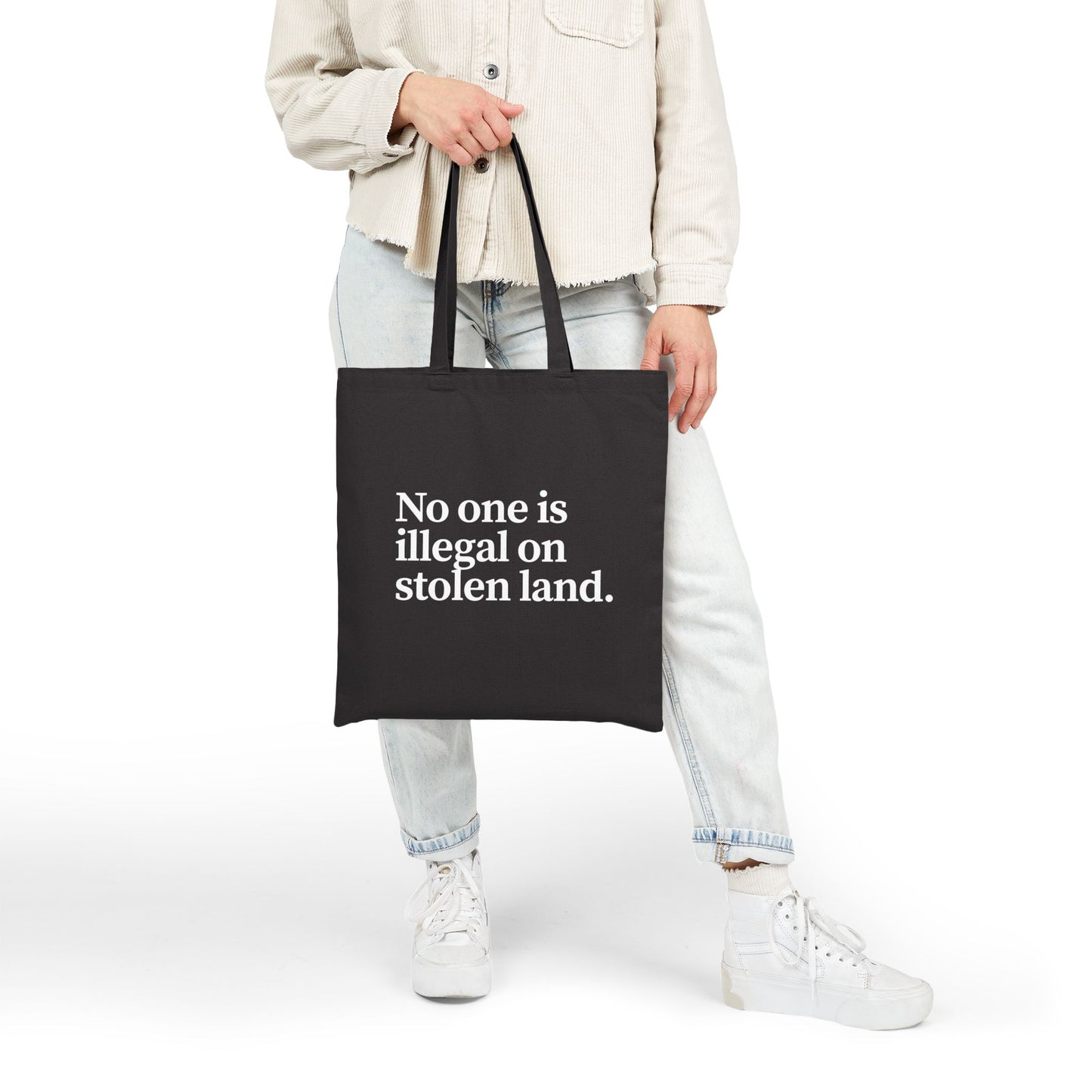 Immigrant Justice: Social Justice Statement Cotton Canvas Tote Bag - Eco-Friendly Grocery Bag, Reusable Shopping Bag, Gift for Activists, Minimalist Design