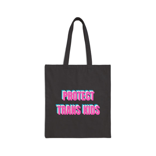 PRIDE: "Protect Trans Kids" LGBTQ+ Rights Cotton Canvas Tote Bag - Eco-Friendly Grocery Bag, Reusable Shopping Bag, Minimalist Design