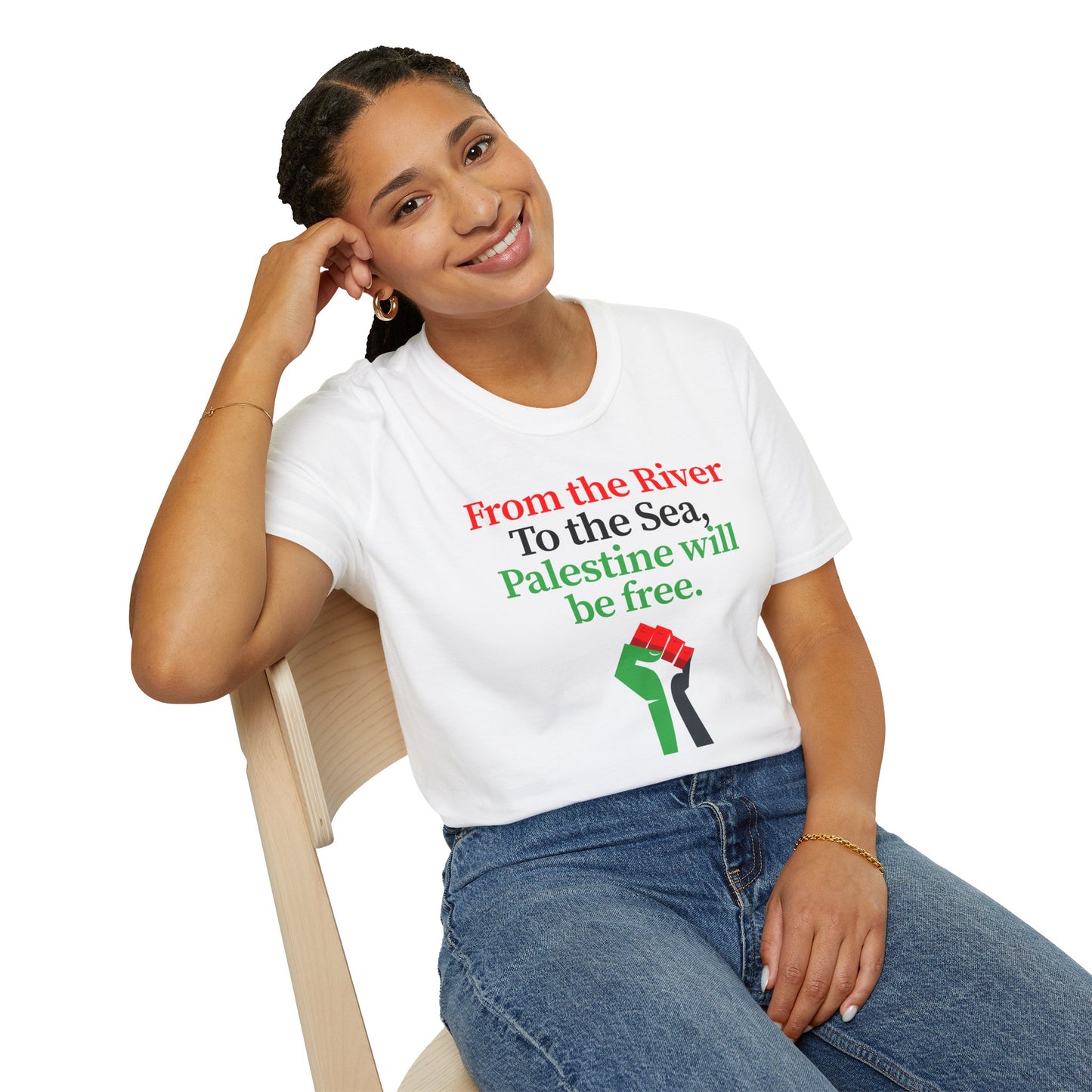 Free Palestine: "From the River to the Sea, Palestine Will Be Free" T-Shirt | Unisex Softstyle Tee | Activist Apparel, Cultural Pride, Statement Shirt, Gifts for Change Makers