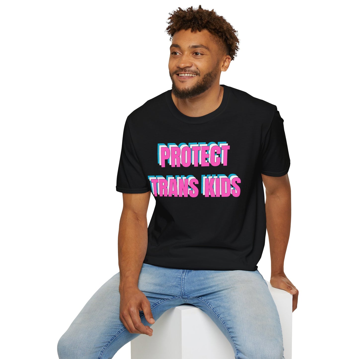 PRIDE: Protect Trans Kids Unisex Softstyle T-Shirt, LGBTQ+ Pride Apparel, Activist Clothing, Gift for Allies, Inclusive Fashion