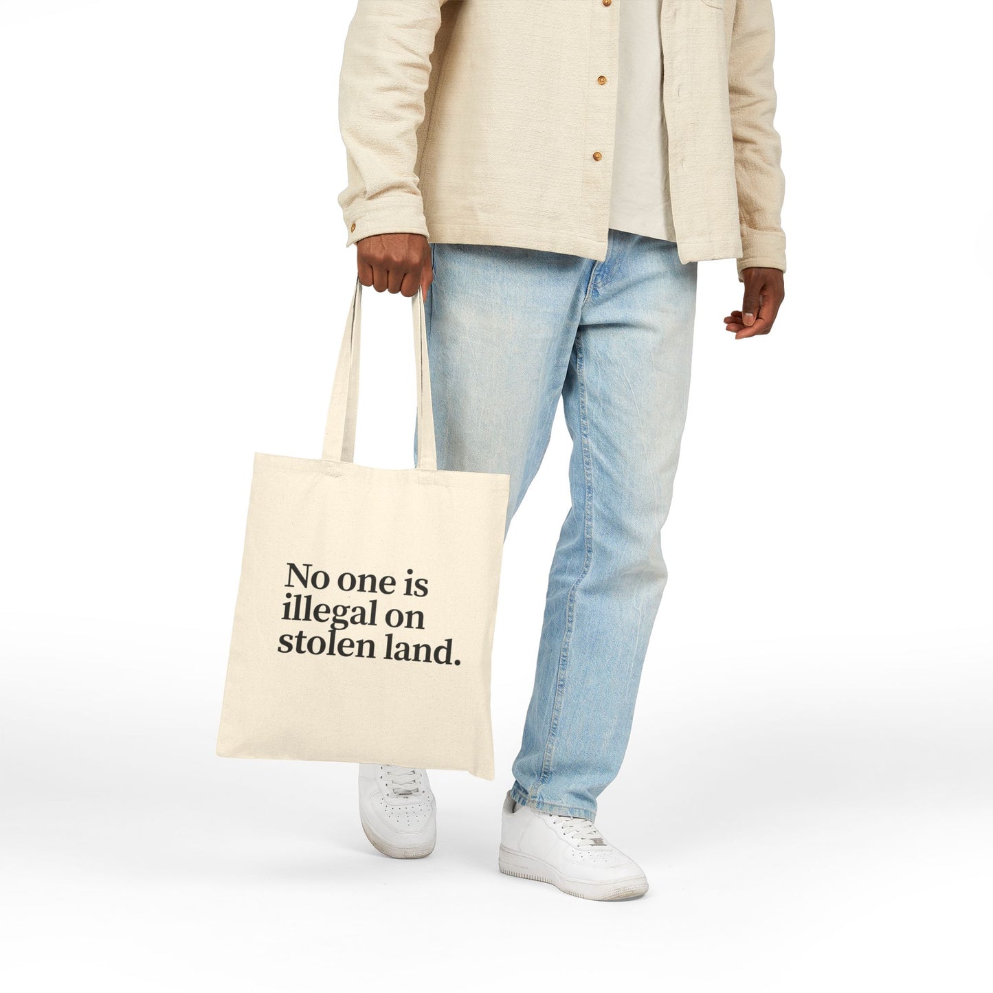 Immigrant Justice: Social Justice Statement Cotton Canvas Tote Bag - Eco-Friendly Grocery Bag, Reusable Shopping Bag, Gift for Activists, Minimalist Design