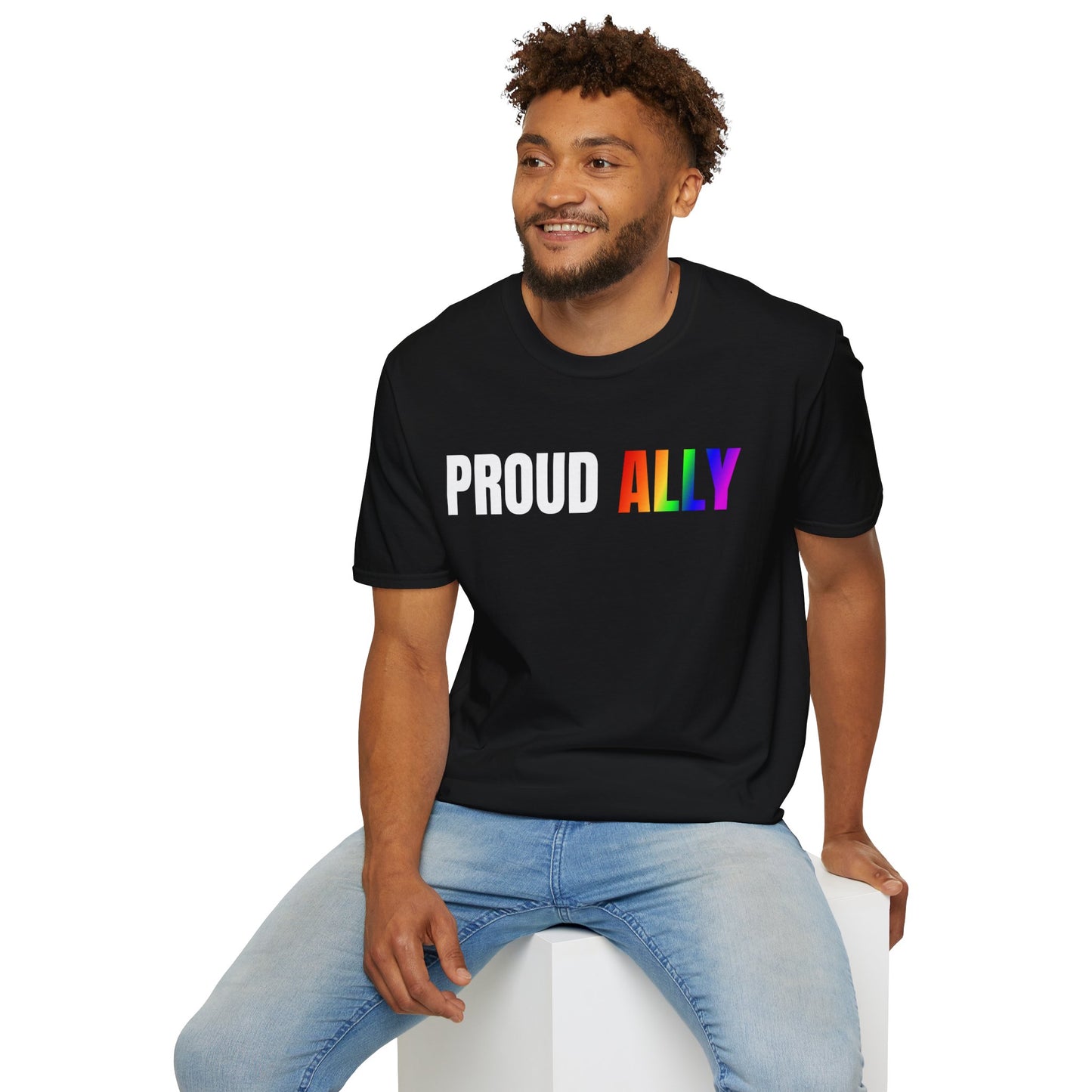 PRIDE: Proud Ally Unisex Heavy Cotton Tee - Empowerment Shirt, LGBTQ+ Pride, Statement Fashion, Gift for Allies, Inclusive Clothing