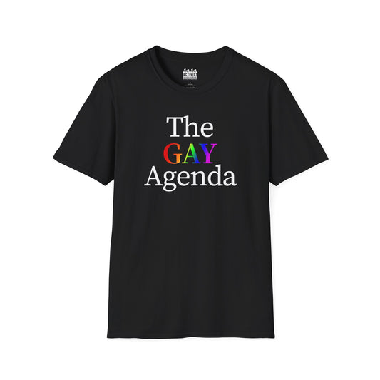 PRIDE: Pride Statement Tee - "The GAY Agenda" Unisex Jersey Short Sleeve Shirt, LGBTQ+ Fashion, Gay Rights, Pride Month, Casual Wear, Everyday Tee