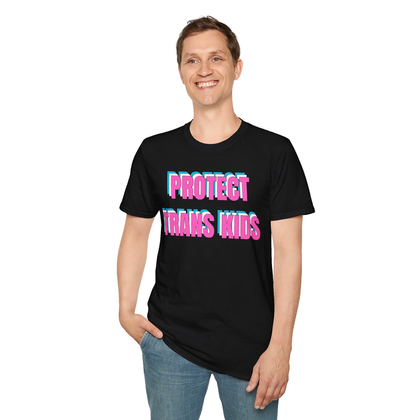 PRIDE: Protect Trans Kids Unisex Softstyle T-Shirt, LGBTQ+ Pride Apparel, Activist Clothing, Gift for Allies, Inclusive Fashion