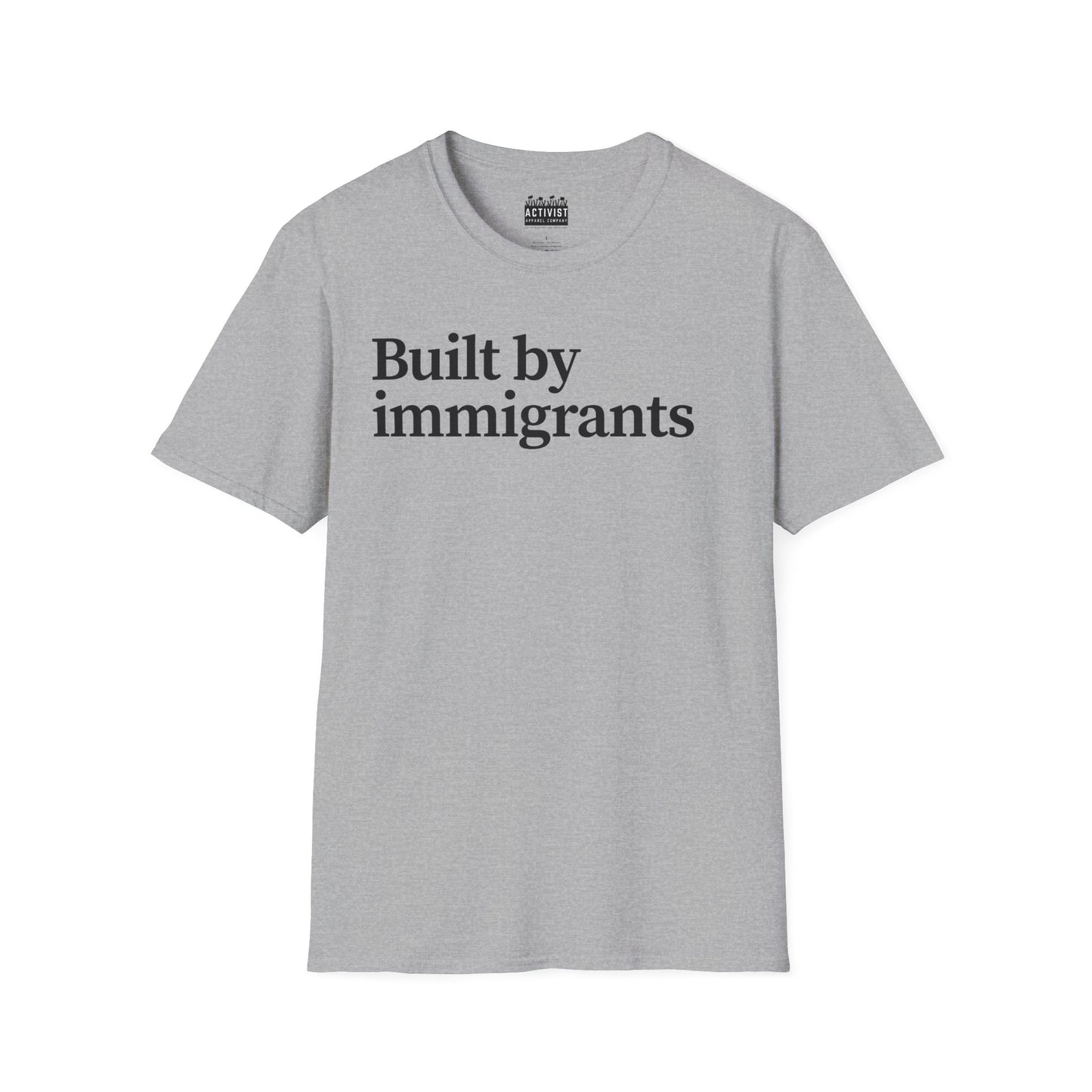 Immigrant Justice: Unisex Jersey Short Sleeve Tee - Built by Immigrants, Inspirational T-Shirt, Casual Wear, Gift for Advocates, Everyday Statement Tee
