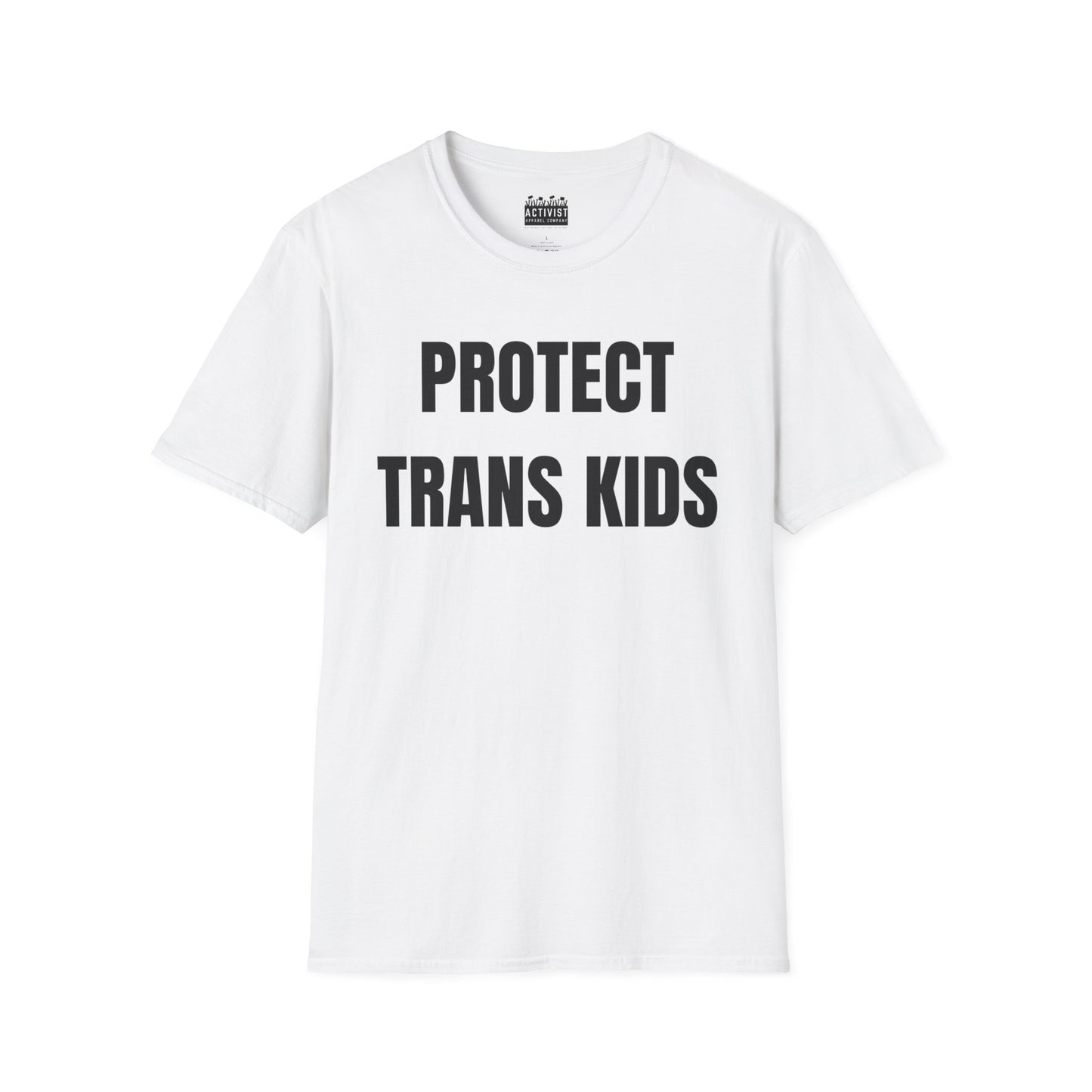 PRIDE: Protect Trans Kids Unisex Softstyle T-Shirt, LGBTQ+ Pride Apparel, Activist Clothing, Gift for Allies, Inclusive Fashion