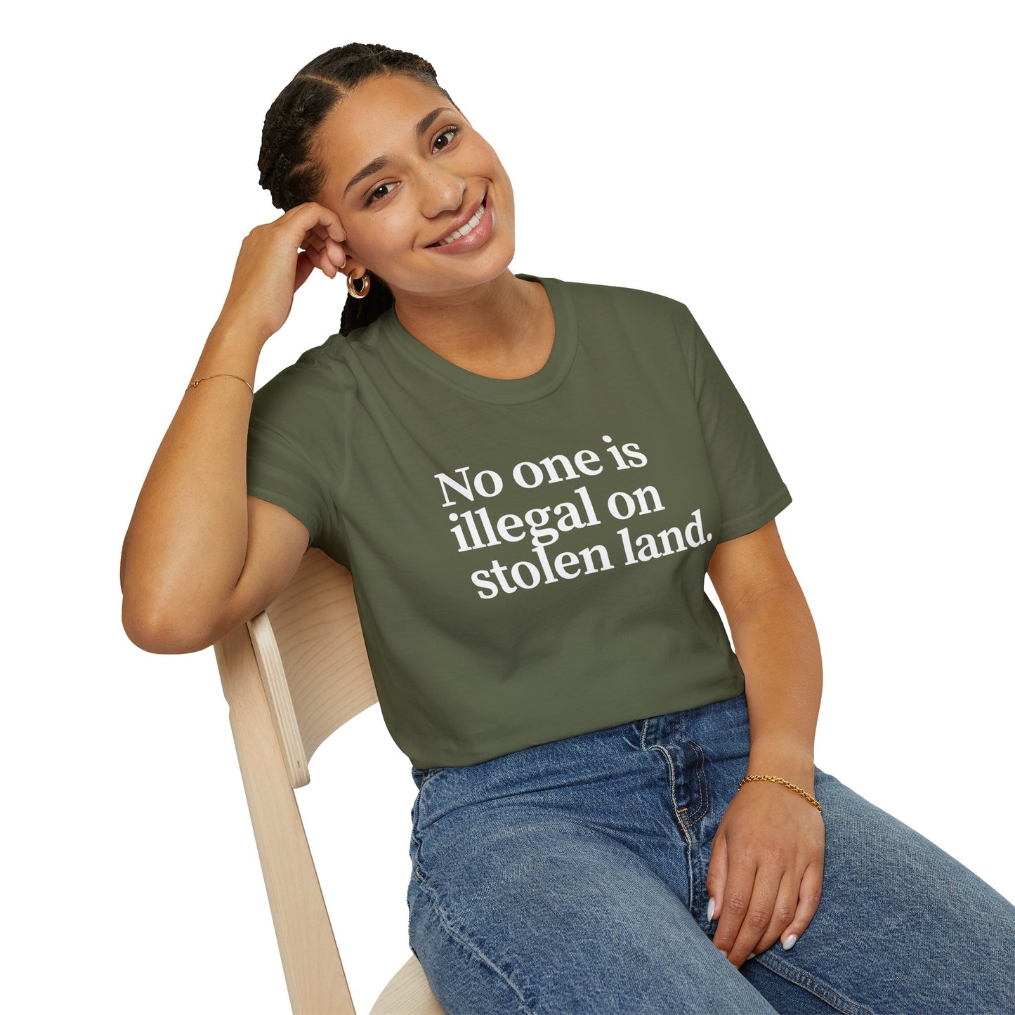 Immigrant Justice: Unisex Jersey Tee - "No One is Illegal on Stolen Land" | Statement Shirt, Activist Apparel, Casual Wear, Gift for Allies, Social [...]