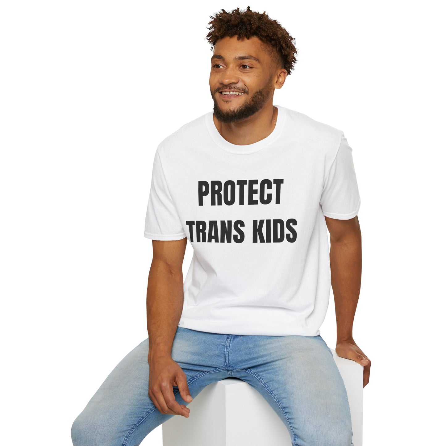 PRIDE: Protect Trans Kids Unisex Softstyle T-Shirt, LGBTQ+ Pride Apparel, Activist Clothing, Gift for Allies, Inclusive Fashion