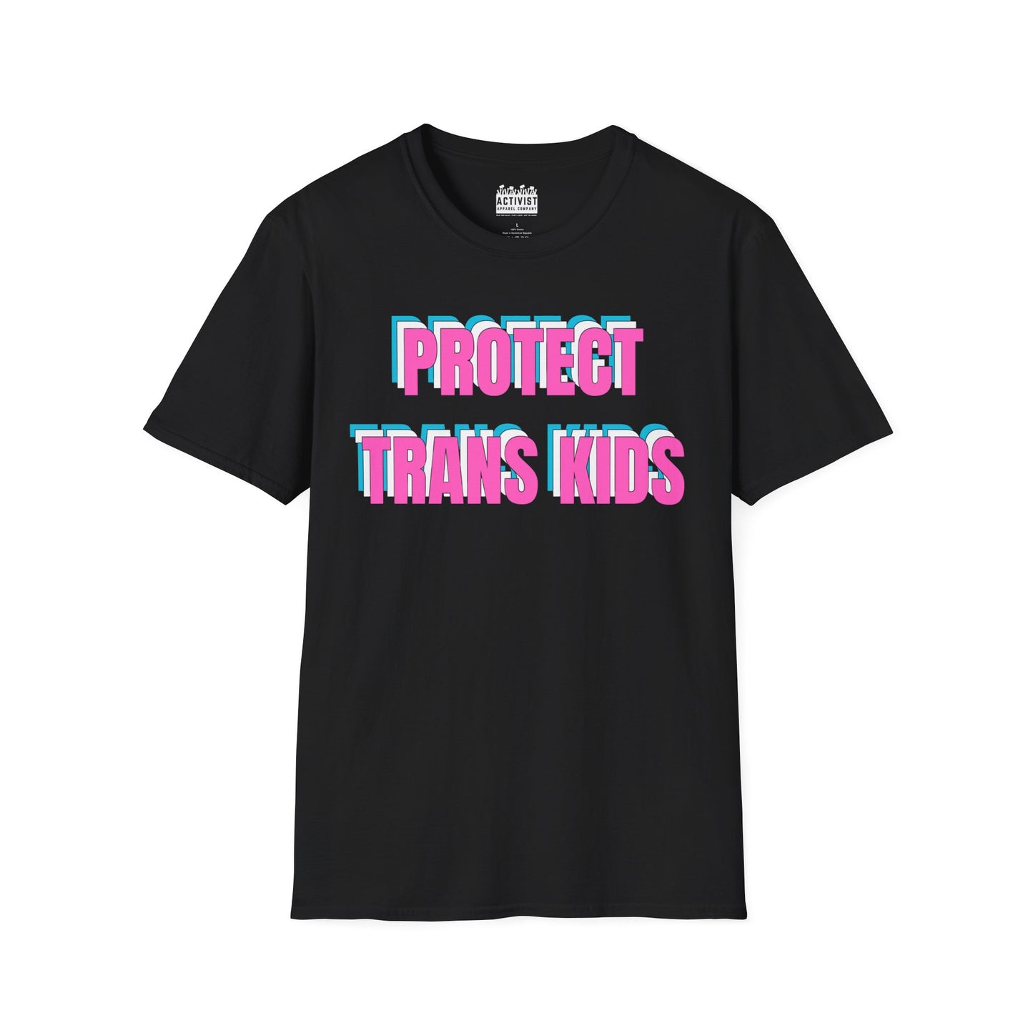 PRIDE: Protect Trans Kids Unisex Softstyle T-Shirt, LGBTQ+ Pride Apparel, Activist Clothing, Gift for Allies, Inclusive Fashion