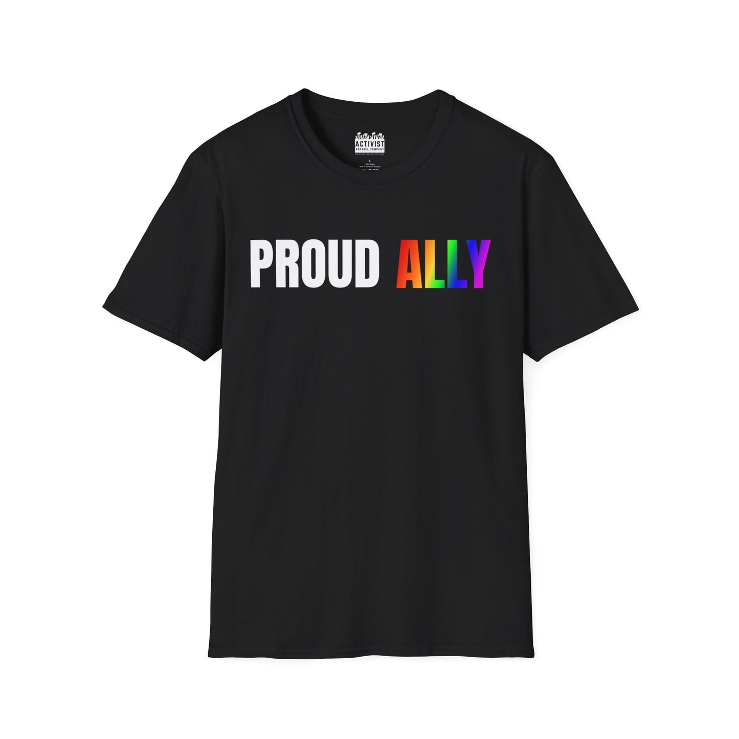PRIDE: Proud Ally Unisex Heavy Cotton Tee - Empowerment Shirt, LGBTQ+ Pride, Statement Fashion, Gift for Allies, Inclusive Clothing