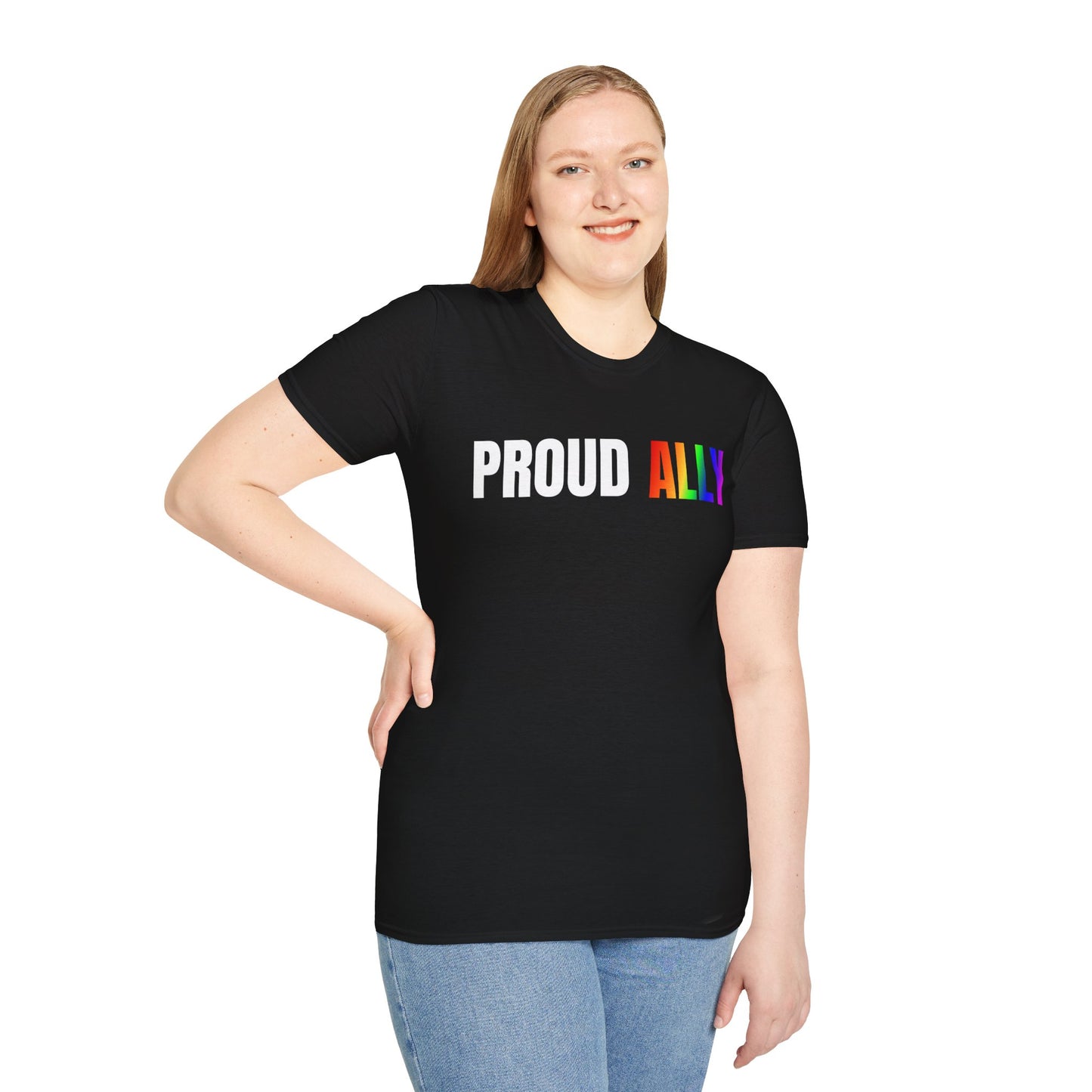 PRIDE: Proud Ally Unisex Heavy Cotton Tee - Empowerment Shirt, LGBTQ+ Pride, Statement Fashion, Gift for Allies, Inclusive Clothing