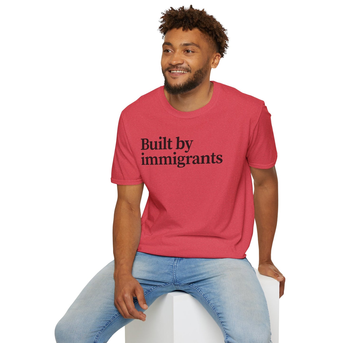 Immigrant Justice: Unisex Jersey Short Sleeve Tee - Built by Immigrants, Inspirational T-Shirt, Casual Wear, Gift for Advocates, Everyday Statement Tee